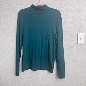 J.Crew Turtleneck Women’s XL Dark Emerald Green 100% Cotton Long Sleeve
